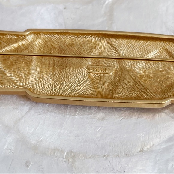 Vintage Monet Gold Tone Enamel Statement Brooch - Picture 6 of 9
